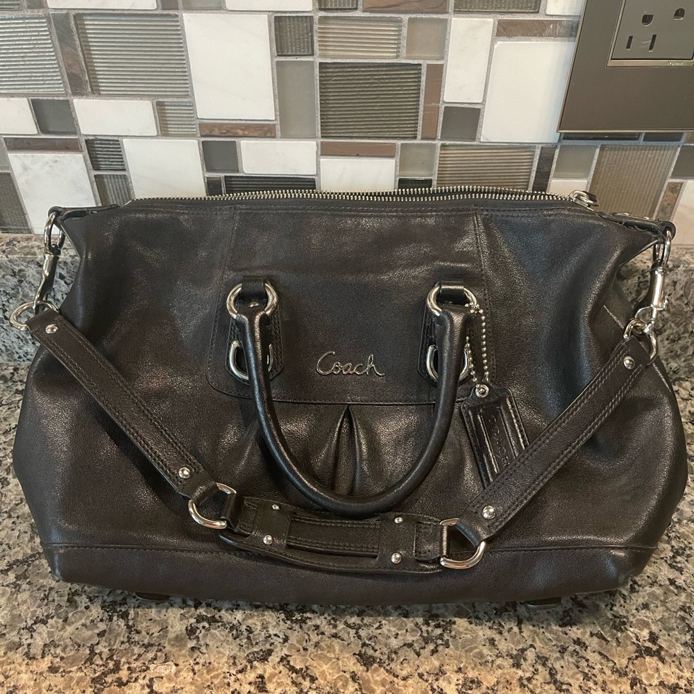 Coach Black Leather Ashley shoulder bag